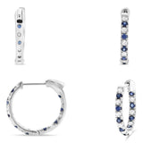 14K White Gold Sapphire & Diamond Hoop