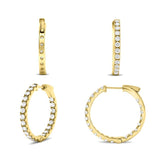 14K Yellow Gold Diamond Hoops
