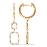 Geometric Drop Hoop Earrings in 14K Yellow Gold