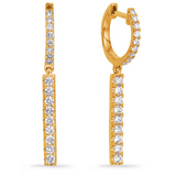 Diamond Vertical Bar Drop Hoop Earrings in 14K Yellow Gold