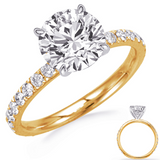 Round Diamond Prong-Set Engagement Ring Mounting in 14K Yellow & White Gold