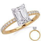 Emerald-Cut Diamond Engagement Ring Mounting in 14K Two-Tone Gold
