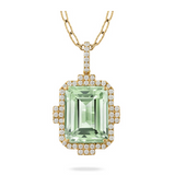 18K Yellow Gold Diamond Pendant with Green Amethyst