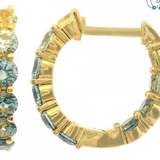 14K Yellow Gold Inside Out Ombre Sapphire Huggie Earrings