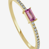 14K Gold & Pink Tourmaline Baguette Stackable Ring