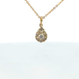 14k Yellow Gold Diamond Cluster Teardrop Pendant