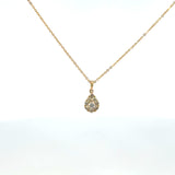 14k Yellow Gold Diamond Cluster Teardrop Pendant