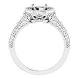 14K White 6x4 mm Oval Engagement Ring Mounting