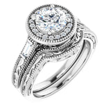 14K White 6x4 mm Oval Engagement Ring Mounting