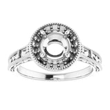 14K White 6x4 mm Oval Engagement Ring Mounting