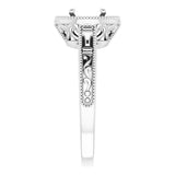 14K White 6x4 mm Oval Engagement Ring Mounting