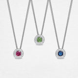 Platinum Finish Sterling Silver | August Birthstone Necklace | Peridot
