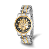 Mason Two-Tone Skeleton Watch – Gold & Silver with Black Dial