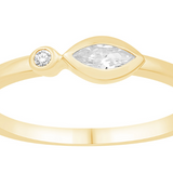 Marquise & Round Diamond Bezel Ring in 14K Yellow Gold