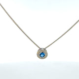 Platinum Finish Sterling Silver | Decemeber Birthstone Necklace | Blue Topaz