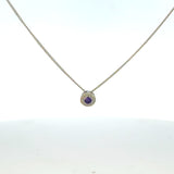 Platinum Finish Sterling Silver | February Birthstone Necklace | Amethyst