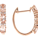 14K Rose Gold Morganite & Diamond Hoop Earrings