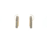 14K Yellow Gold Diamonds Rectangle Shape Hoop Earrings