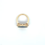 14K Yellow Gold Black Opal & Diamond Halo Ring