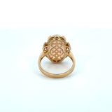 14K Yellow Gold Oval Opal & Diamond Ring
