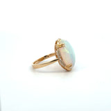 14K Yellow Gold Oval Opal & Diamond Ring
