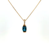 14K Yellow Gold London Blue Topaz & Diamond Necklace