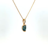 14K Yellow Gold London Blue Topaz & Diamond Necklace