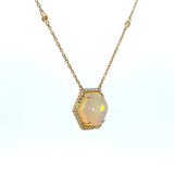 14K Yellow Gold Hexagon Opal & Diamond Necklace