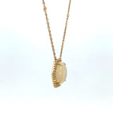 14K Yellow Gold Hexagon Opal & Diamond Necklace