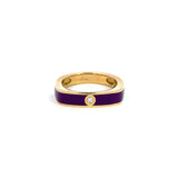 18K Yellow Gold Diamond Purple Enamel Ring