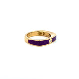 18K Yellow Gold Diamond Purple Enamel Ring