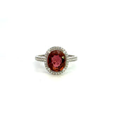 18K White Gold Tourmaline & Diamond  Halo Ring