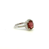 18K White Gold Tourmaline & Diamond  Halo Ring