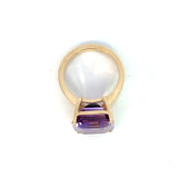 14K Yellow Gold Emerald Cut Amethyst Ring