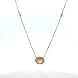 14K Two Tone Morganite & Diamond Halo Necklace