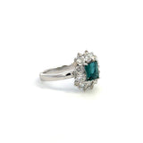 14K White Gold Green Tourmaline & Diamond Halo Ring