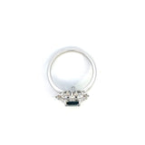 14K White Gold Green Tourmaline & Diamond Halo Ring