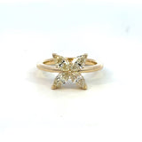 14K Yellow Gold Diamond Flower Fashion Ring