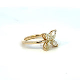 14K Yellow Gold Diamond Flower Fashion Ring