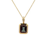 18K Yellow Gold Lab Grown Alexandrite with Diamond Bail Pendant