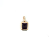 18K Yellow Gold Lab Grown Alexandrite with Diamond Bail Pendant