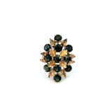Vintage 18K Yellow Gold Green Sapphire Cluster Ring