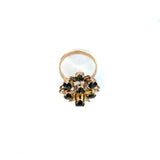 Vintage 18K Yellow Gold Green Sapphire Cluster Ring
