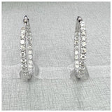 14K White Gold 1/2 Inch Inside-Outside Diamond Hoops