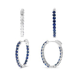 14K White Gold Sapphire Hoop Earrings