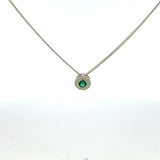 Platinum Finish Sterling Silver | May Birthstone Necklace | Emerald