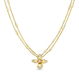 14K Yellow Gold Diamond Flower Pendant Necklace