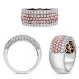 14K White & Rose Gold Pink & White Diamond Band