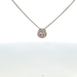 Platinum Finish Sterling Silver | October Birthstone Necklace | Pink Sapphire