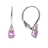 14K White Gold Pink Sapphire & Diamond Drop Earrings